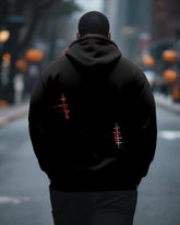 Big & Tall Men's Halloween Ghost Face Stitch Print Zipper Cardigan Hoodie